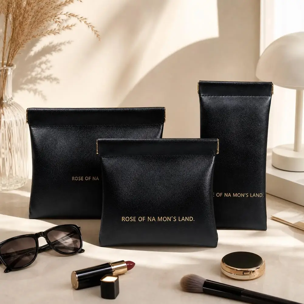 Bullet Storage Bag with Automatic Closure, Wired Headphone Storage Bag, PU Coin Purse, Mini Portable Lipstick and Makeup Bag