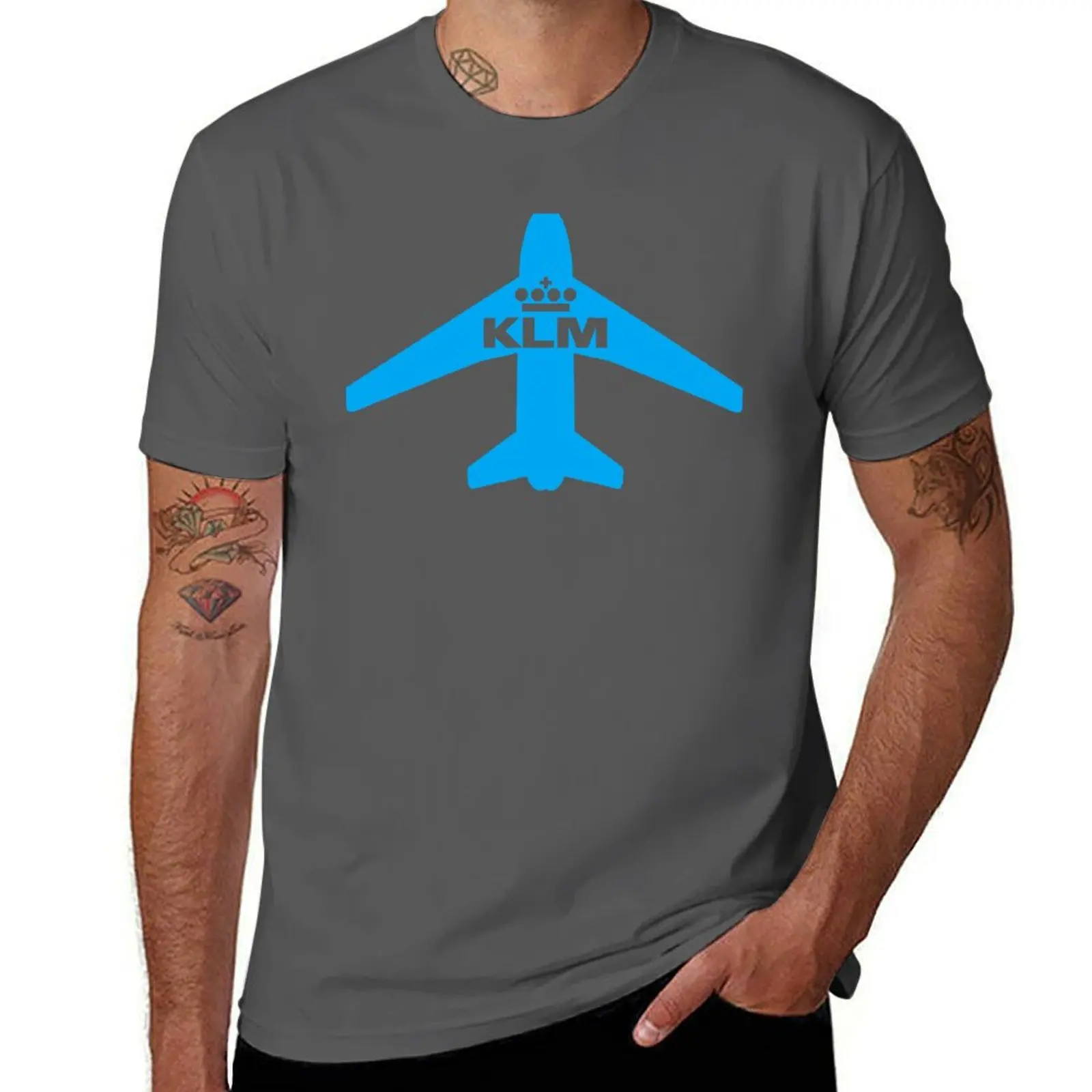 KLM Royal Dutch Airlines T-Shirt t shirts for man graphic tees cotton tshirt 100% t shirt man plain T-Shirt