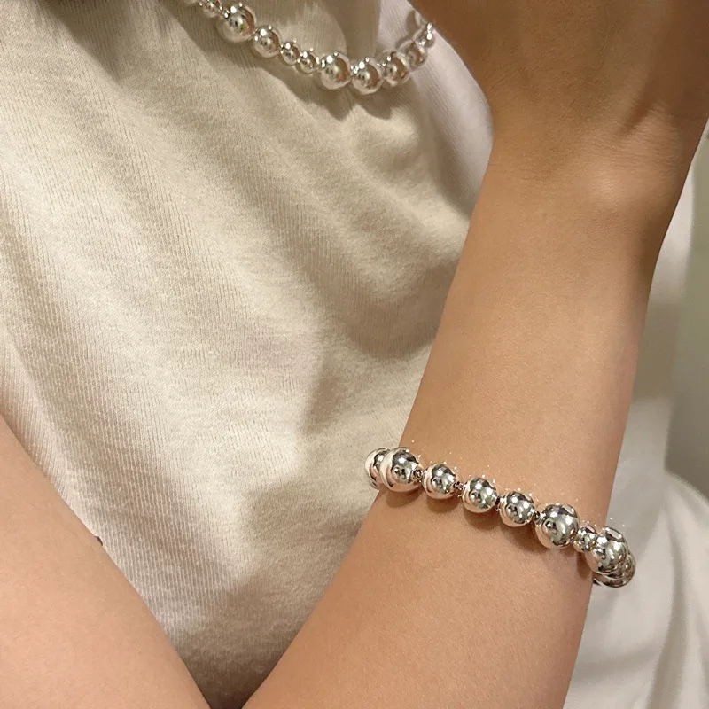 S925 Sterling Silver Gradient Bead Bracelet Niche Design Japan Korean Version Ins Blogger Style Sweet Cool Bead Bracelet Jewelry