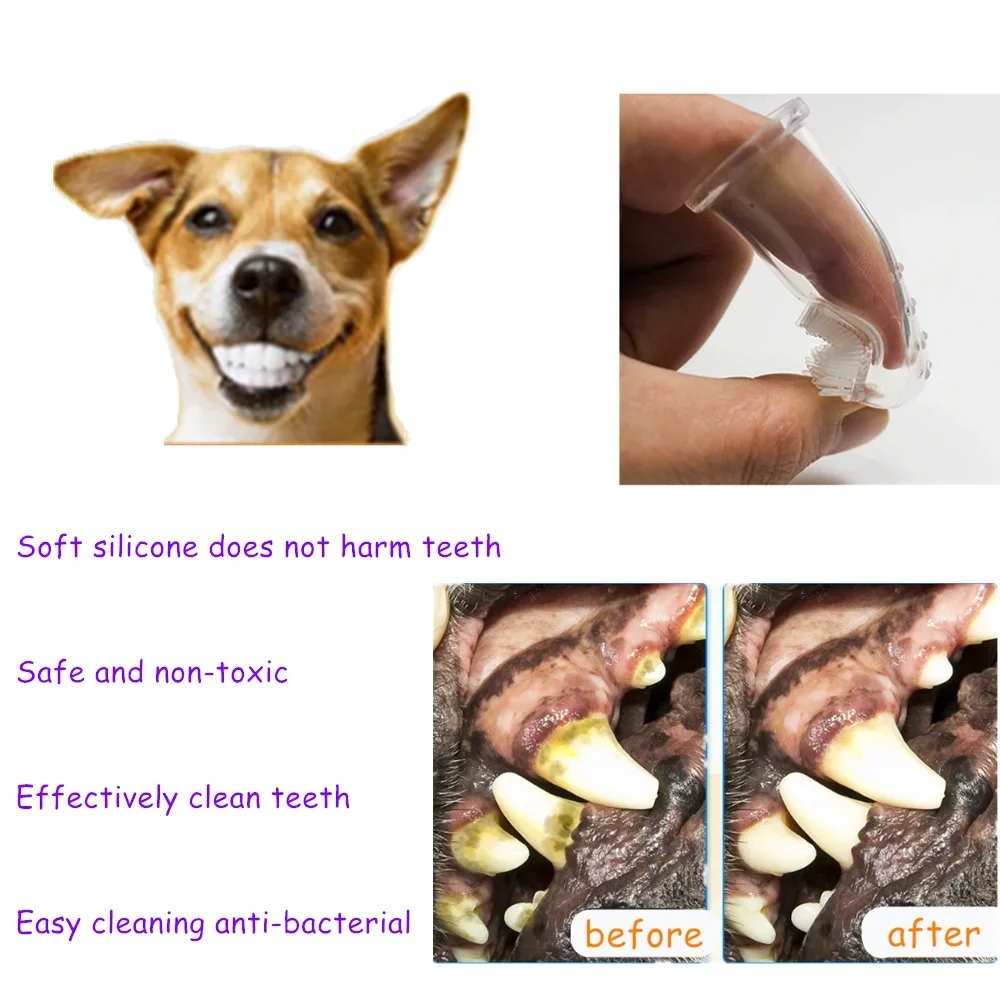 1Pc Hot Pet  Finger Toothbrush Super Soft Non Toxic Teddy Dog Brush Bad Breath Tartar Teeth Tool Dog Cat Cleaning Pet Supplies