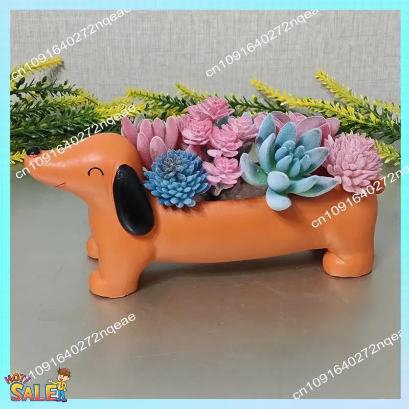 

N08R Resin Dog Planter Pot - Indoor/Outdoor Decorative Daisy The Dog Garden Container For Flowers & Small Plants
