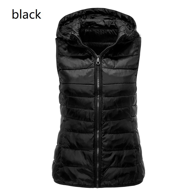 Women\'s Vest Super Light Down Vest Jacket Winter Round Neck Slim Sleeveless Jacket