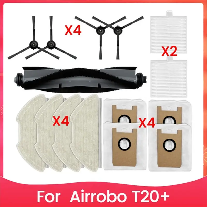 【hot-a34r】airrobo-t20-ロボット掃除機用交換アクセサリー-メインサイドブラシ-hepaフィルター-ダストバッグ-モップパッド