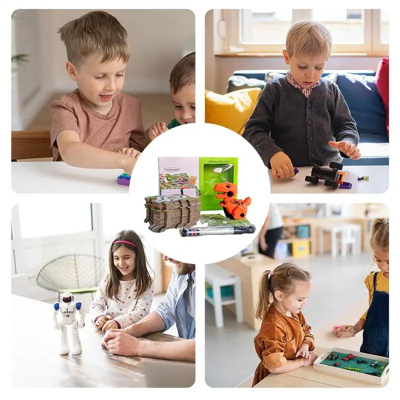 Juego de rompecabezas de pista de coche, juguetes de pista de dinosaurios para niños, juguetes educativos sensoriales para niños de 3 4 5 6 7 años