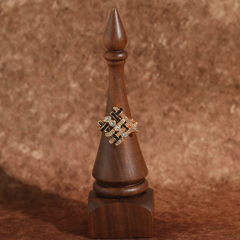 خمر أسود أبيض الصليب الدائري امرأة متماسكة الذهب اللون حجر الراين اكسسوارات اتجاهات المجوهرات الفاخرة 2025 زفاف عالي الجودة #5