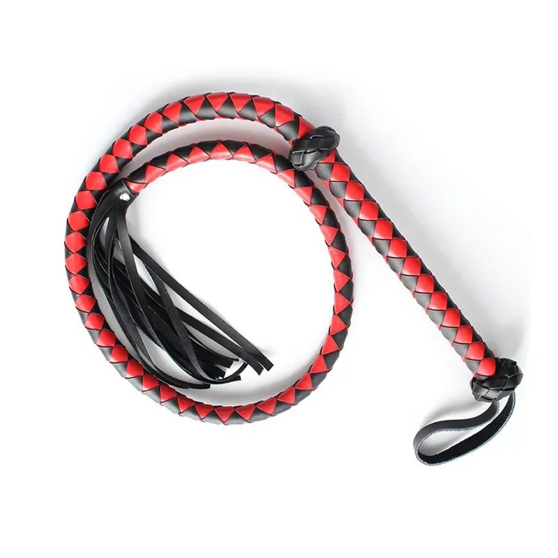 144cm Long Horse Whip BDSM Slave Game Sex Adult Couple Toy Black Red Bondage Leather Whip Punishment Tools