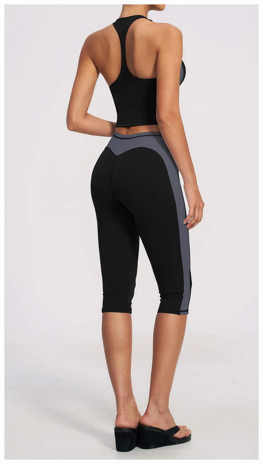 Yoga-Set 2-teilig Workout-Outfit Damen Trainingsanzüge Fitness-Weste Kurze Sporthose Ärmellose Capri-Hose Sportbekleidung Sport-BH Kleidung – Detail 37