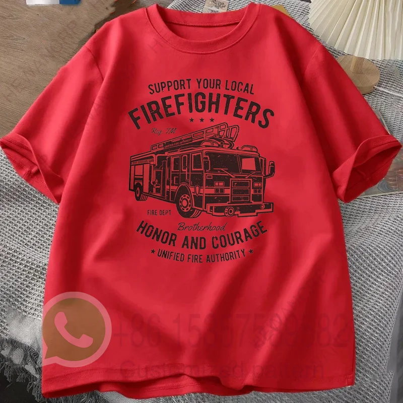 رجال الاطفاء قسم الإطفاء سيارة مطافئ تي شيرت رجالي رياضية الصيف ملابس رياضية كاجوال جولة الرقبة قصيرة الأكمام القطن السترة #6