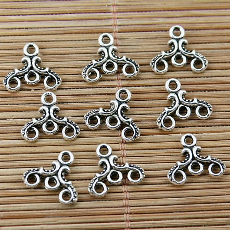 

50pcs 12*14mm Tibetan Silver Tone 2sided 1-3holes Connector EF1708 Charms for Jewelry Making