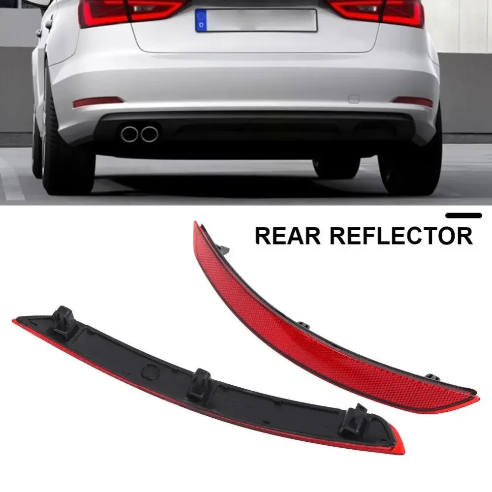 For AUDI A3 Sedan Cabriolet 2013-2016 Left & Right Red Car Rear Bumper Reflector Tail Light Bars Brake Parking Warning 8VD945105