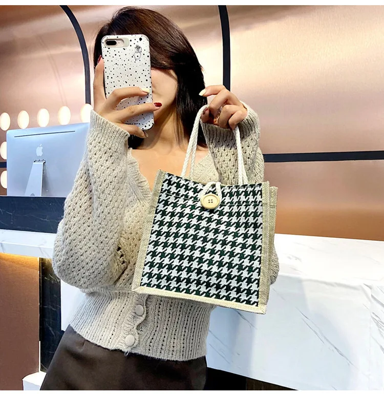 

Canvas handbag shopping portable cloth bag lunch box bento bag large capacity student wrist bag