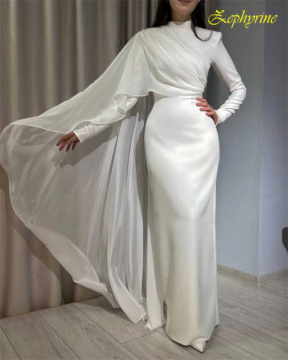 

Customized High Collar Elegant Evening Dress and White Temperament High Quality Bespoke Occasion Gowns Formal Celebrity Gowns