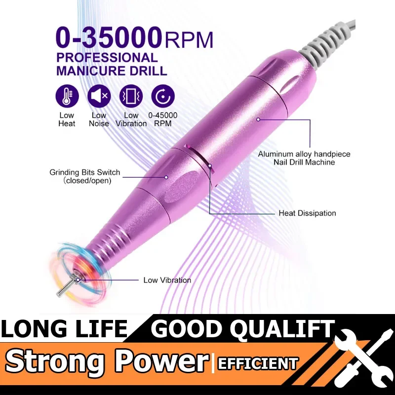 

Hot Rechargeable Electric Nail Drill Machine With USB Connect Nail Polish Remover Drill Set Manicure Sander Low Noise File