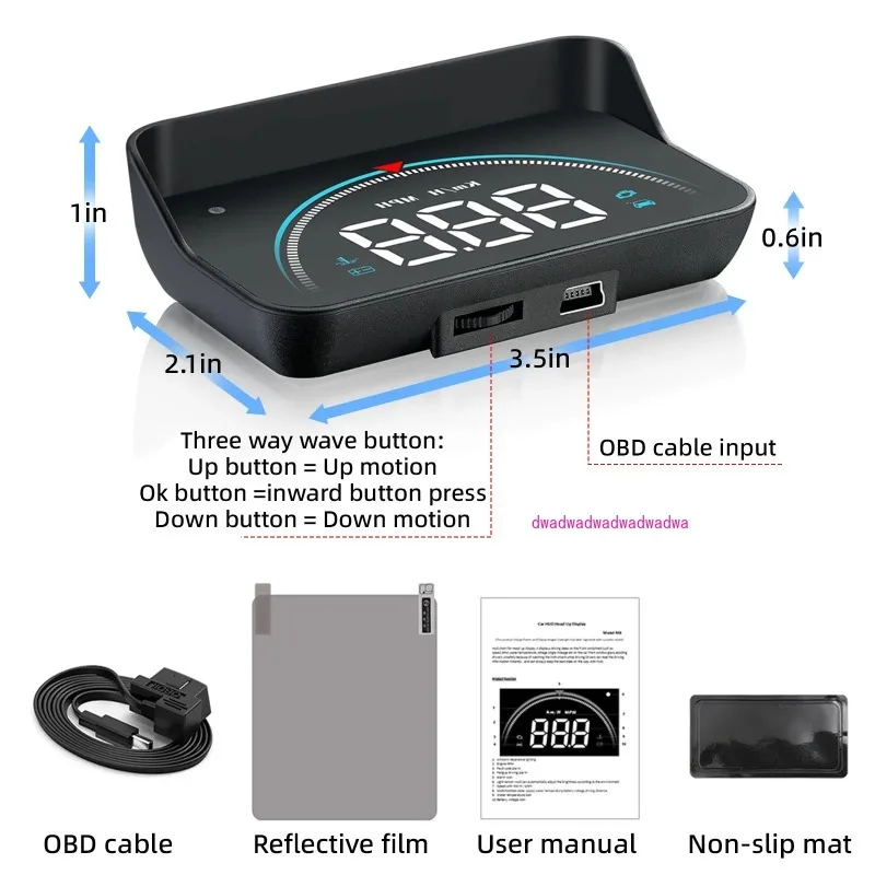 

M8 OBD HUD Дисплей проектора Автомобильный проекционный дисплей Спидометр 5, сигнализация превышения скорости, предупреждение о напряжении, электронные детали автомобильной электроники