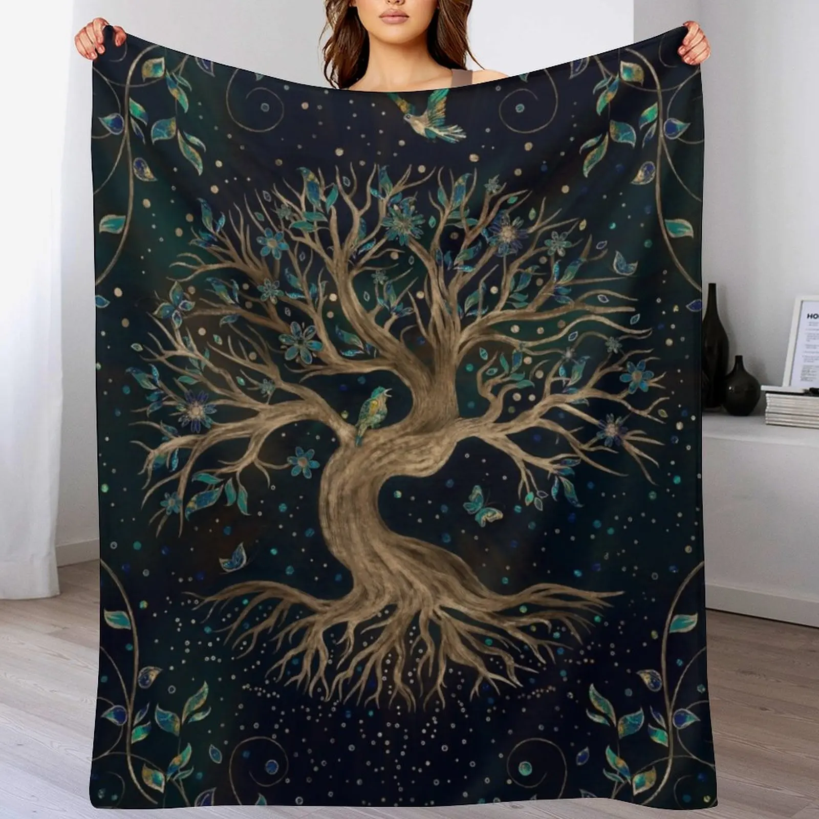 

Tree of Life - Yggdrasil Throw Blanket Sleeping Bag Camping Warm Blankets