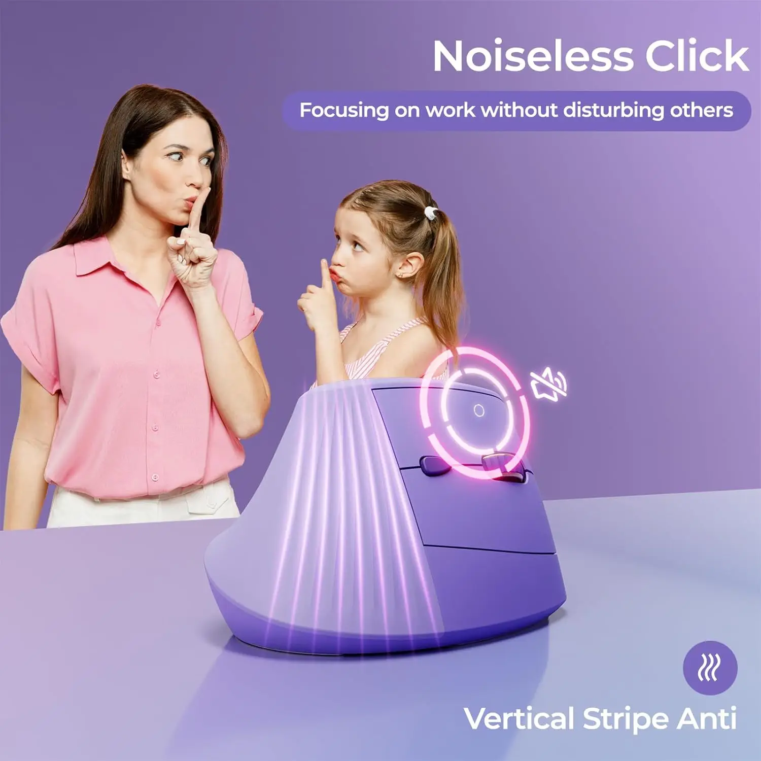 Seenda Vertical Wireless Mouse Rechargeable Ergonomic USB & Type C 2 in 1 Receiver Mice for Laptop PC MacBook Windows Android