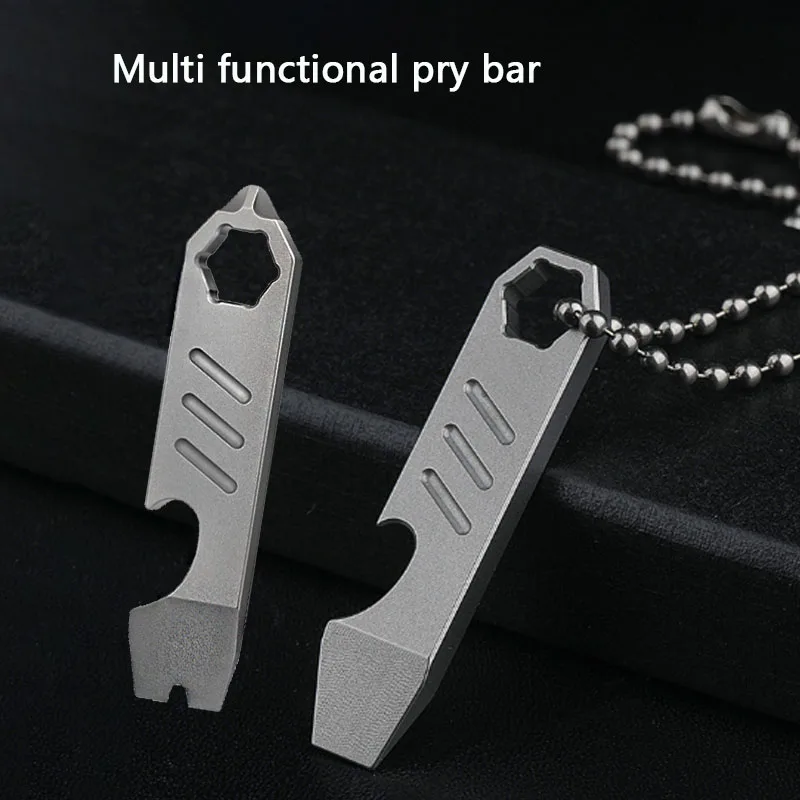 Mini Titanium Alloy Pry Bar Bottle Opener Scale Hexagonal Wrench EDC Outdoor Camping Equipment Survival Multifunctional Tool