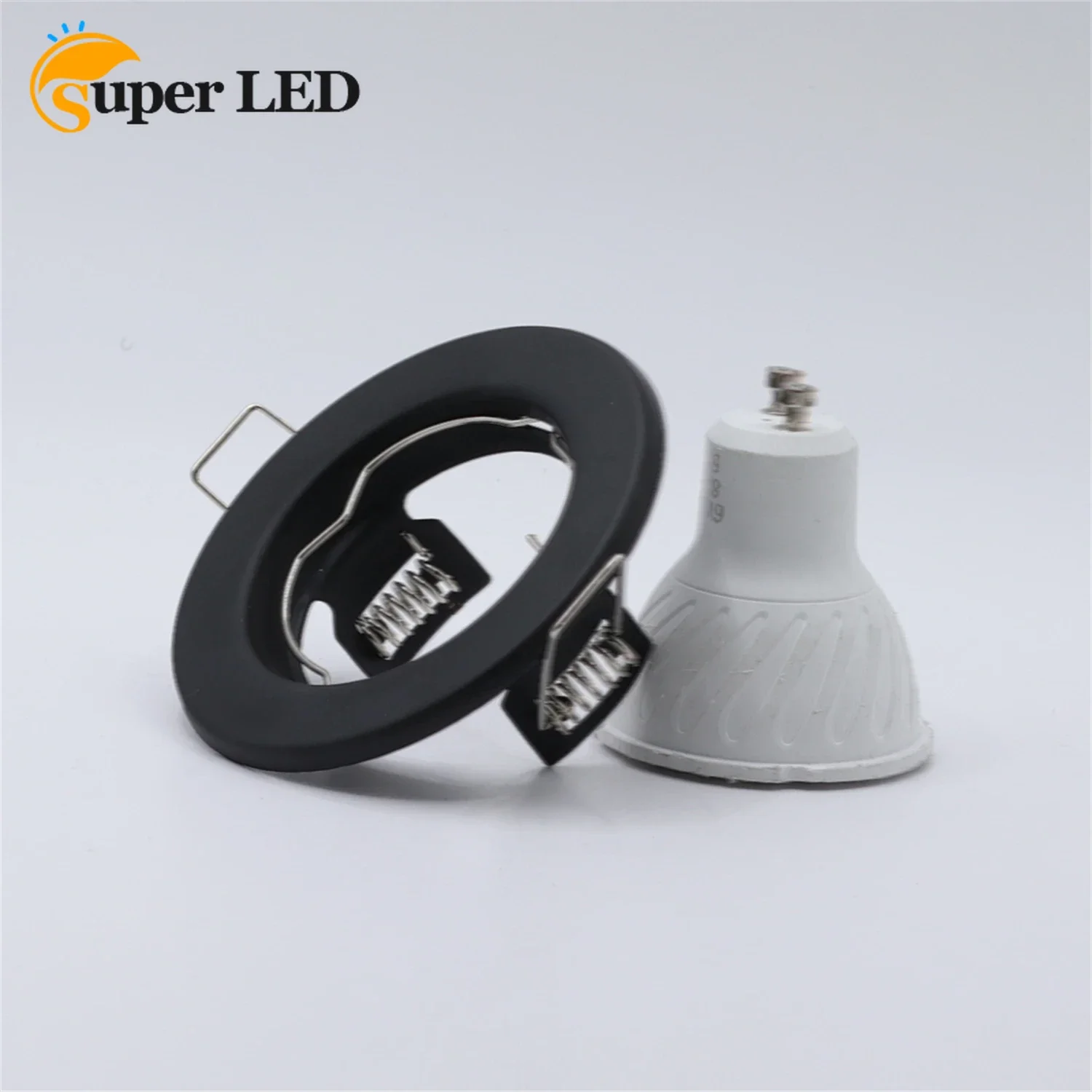 Slim Profile Recessed GU10 Metal Cut Hole 60mm Round Black Downlight Spot Lamp Fixture