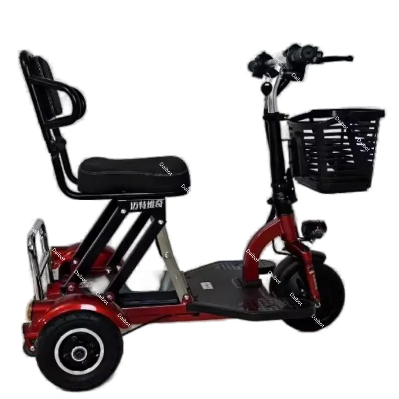 Picture 3: Small Folding Mobility Electric Tricycle Vehicle Removable Battery For Elderly Family 3 Wheel  Electric Scooter With Pull Rod