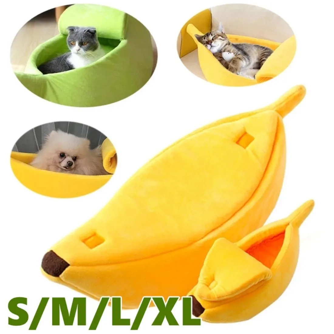 

1Pc Funny Banana Cat Bed House Puppy Cushion Kennel Cute Cozy Cat Mat Beds Warm Durable Portable Pet Bask Cushion Supplies