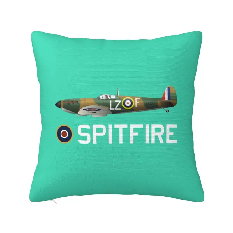 Custom Fashion Supermarines RAF Spitfire Cushion Covers 45x45cm Velvet WW2 War Fighter Aircraft Plane Airplane British Pillow