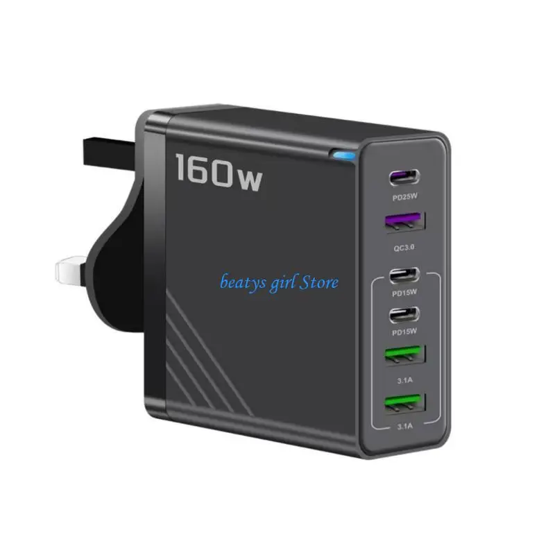 

C7AB 160W 6-Port Wall Adapter Charging Station for Laptops Tablets And Phones