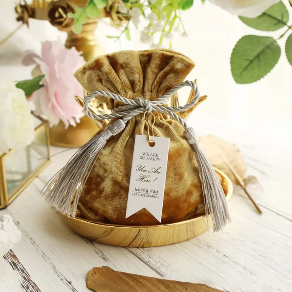 Portable Wedding Party Trendy Gift Bags Candy Pouches Velvet Candy Bag Drawstring Pocket