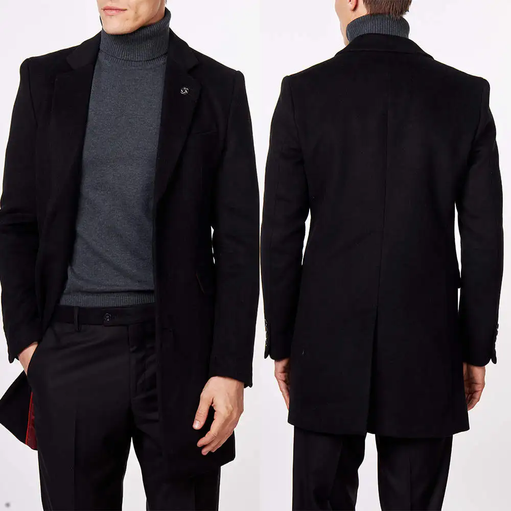 

Fashion Men Long Coat Single Breasted Wool Blends Overcoat Winter Autumn Wear Warm Jacket Plus Size Business Blazers Customized