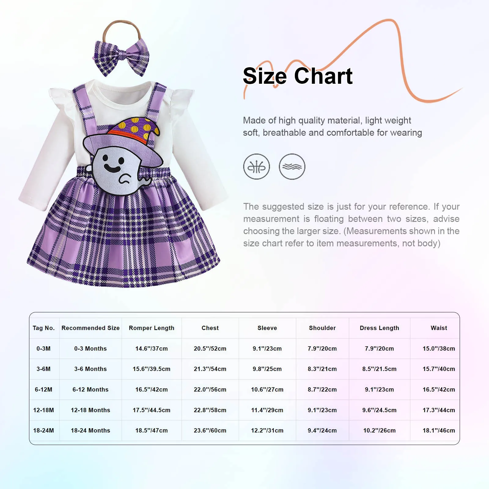 Baby Girls Halloween Clothes Cute Ghost Pumpkin Face Applique Suspender Dress with Rompers Headband Outfit Party Cosplay Costume