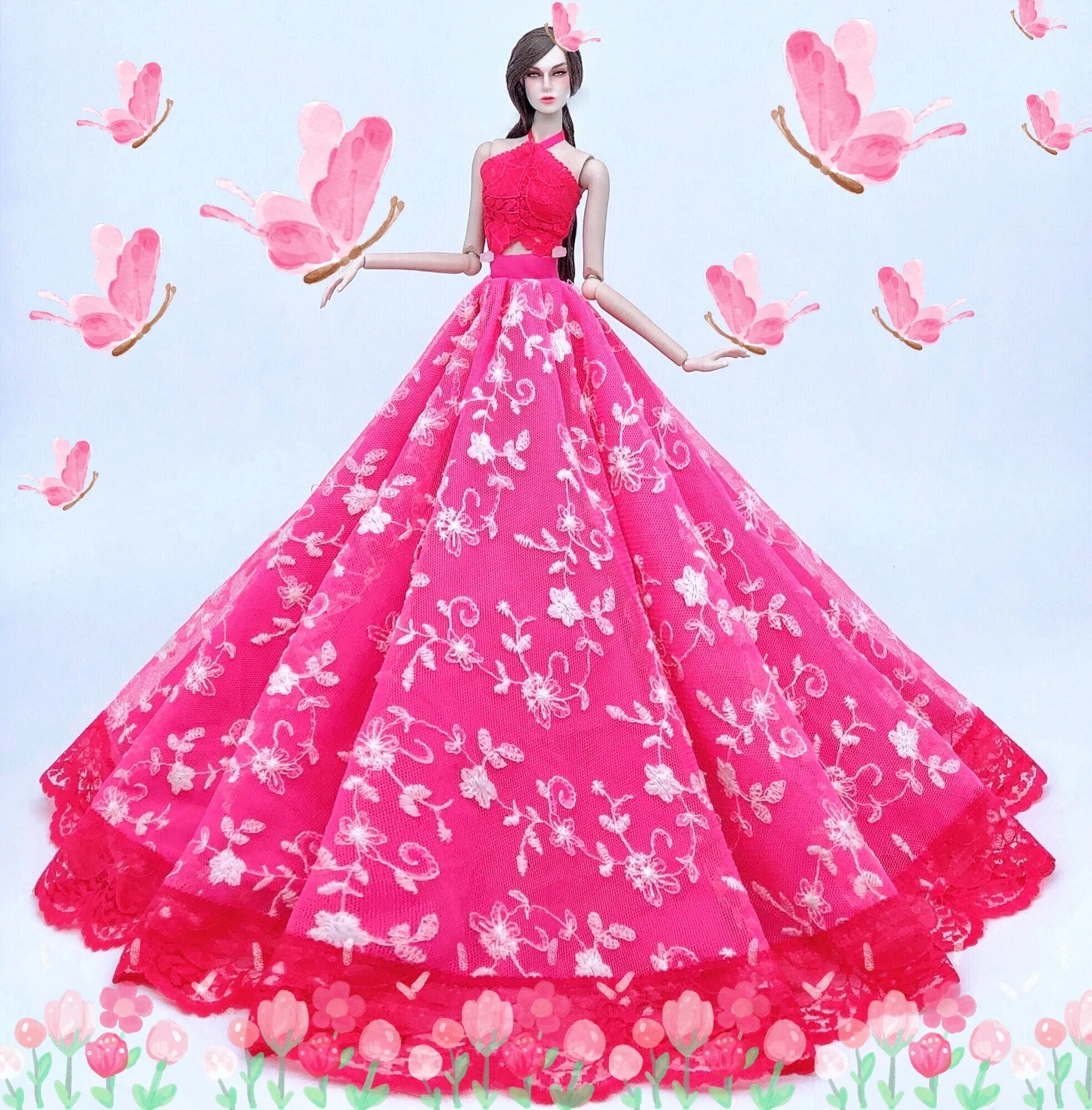 for barbie outfit for barbie doll clothes Princess dress trailing wedding bride marriage dress for barbie accessories toys house