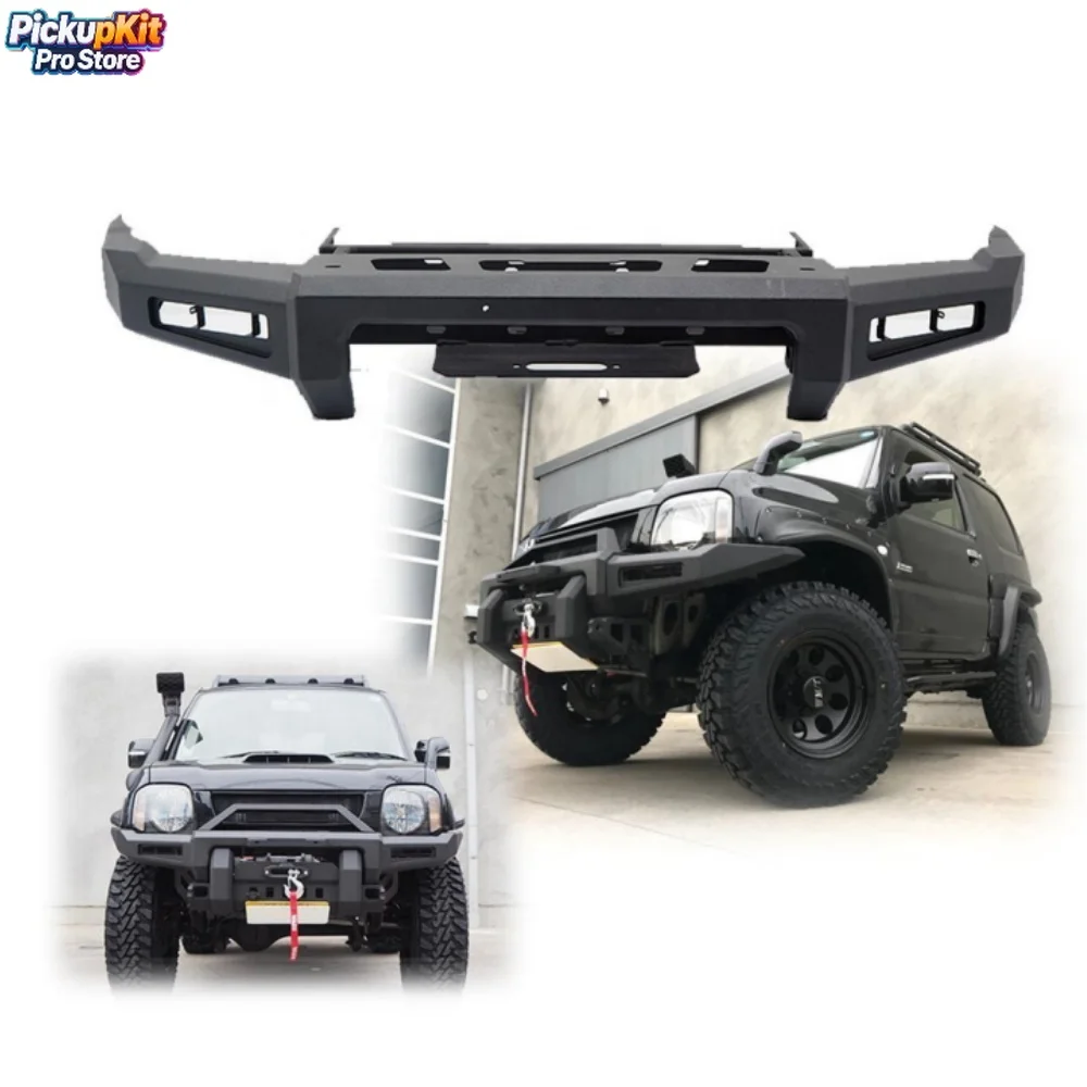 

Jimni JB23 JB23W HULK Off-road Front Bumper with Grille protection in Steel Mud Black