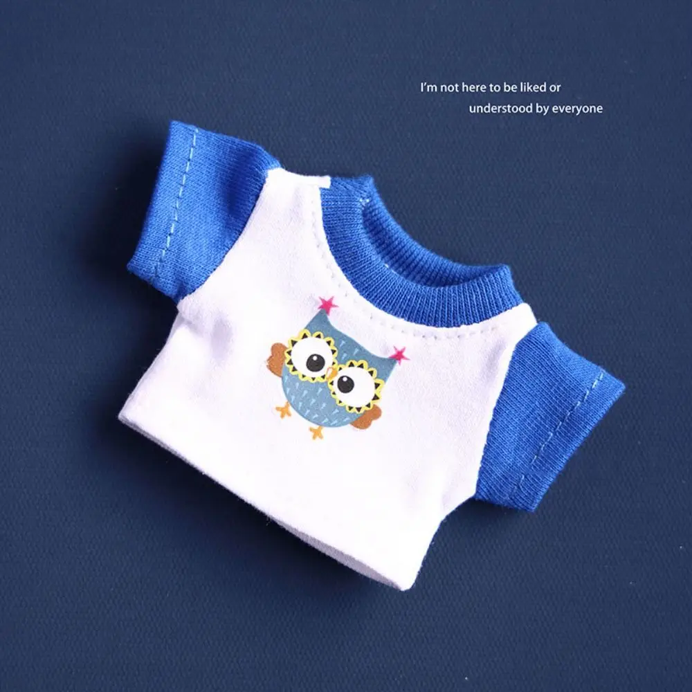 Sudaderas con capucha de muñeca con diseño de búho, camiseta elástica de estilo a la moda, Mini ropa de dibujos animados, accesorios de juguetes DIY para muñecos de peluche de algodón de 10cm