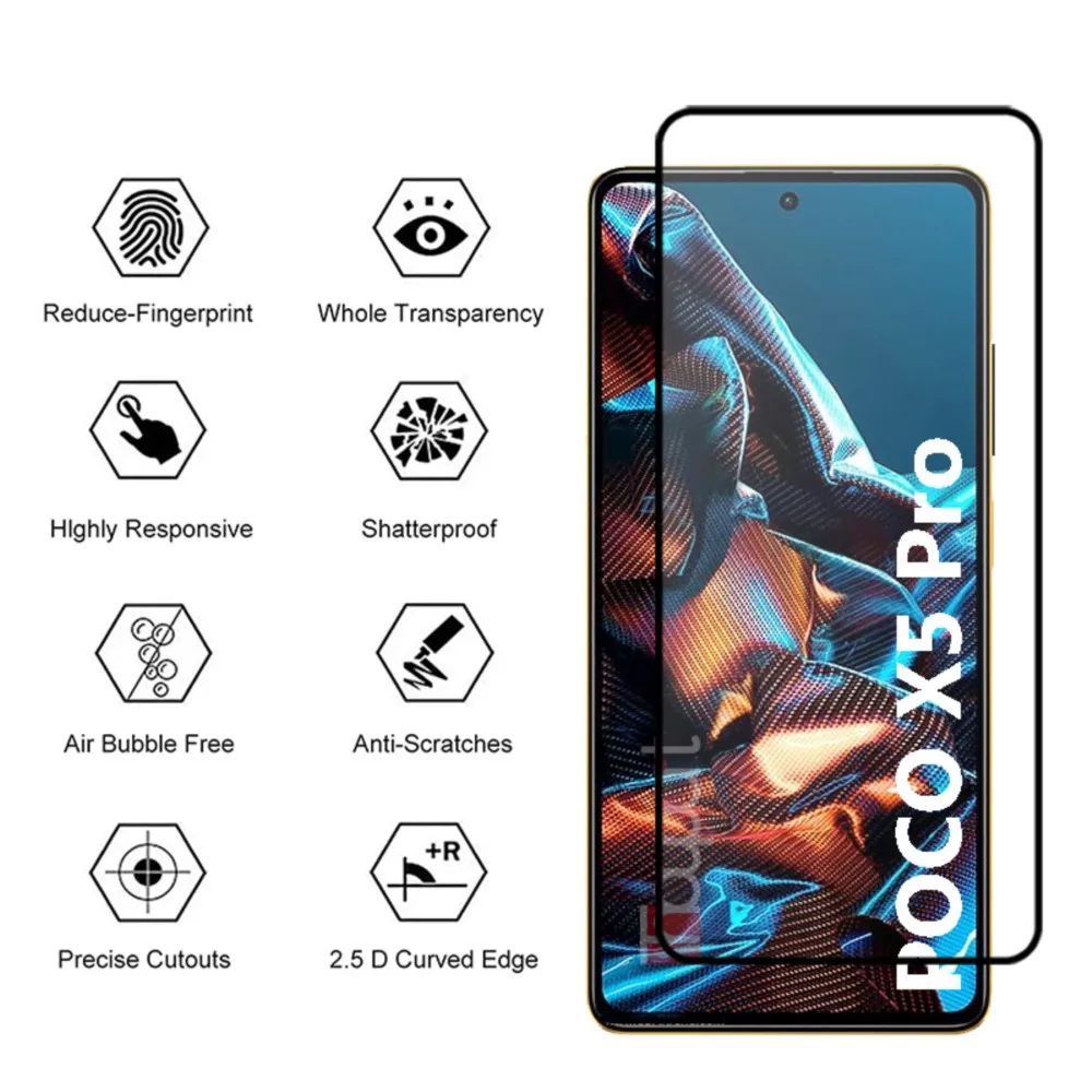 Tempered Glass For Xiaomi Poco X6 NEO X5 X4 Pro X3 NFC X4 GT Screen Protector Soft Camera Lens Film Poco X6 Pro Glass