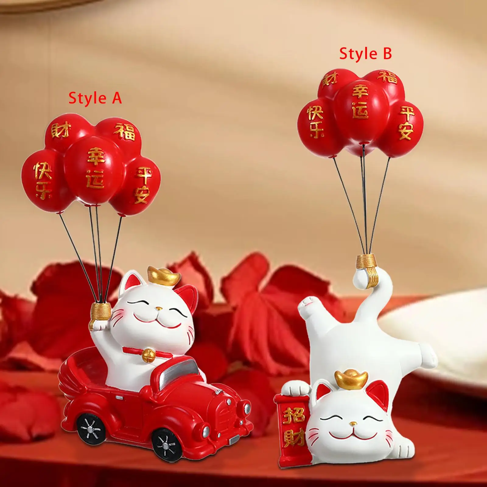 Lucky Cat Balloon Sculpture Creative Holiday Statue for Entryway Office Desk