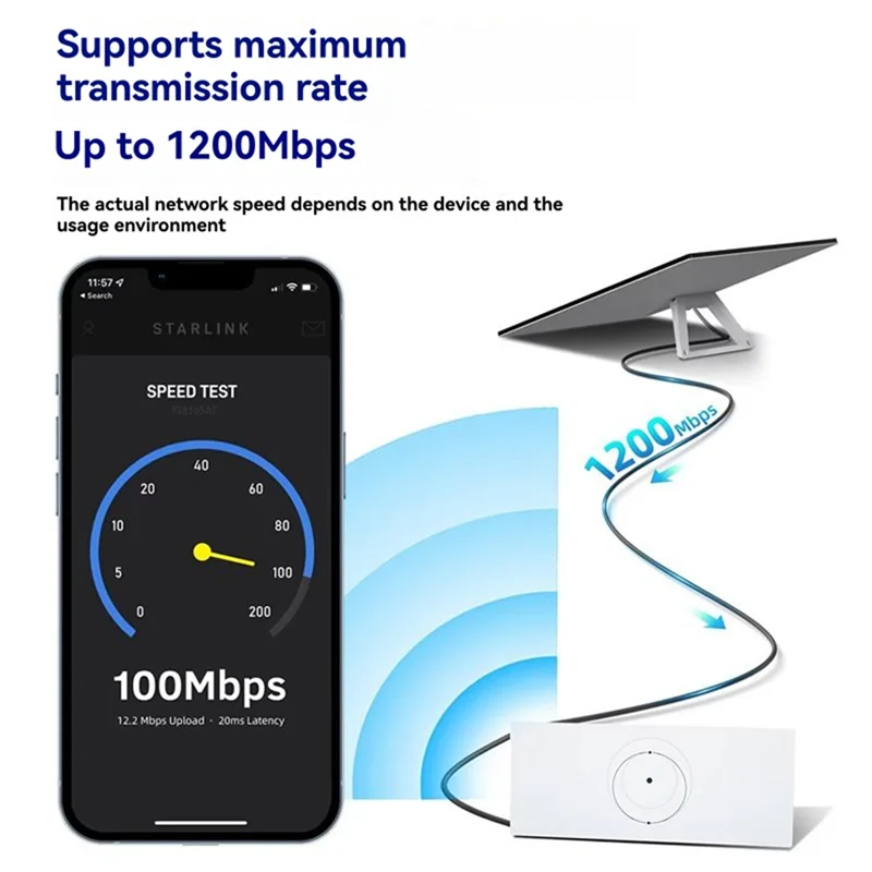 AT82-RJ45 Wasserdichtes Kabel für Starlink Mini Dish 1200 Mbit/s Übertragungsgeschwindigkeitscomputer zum Router-Verbindungskabel