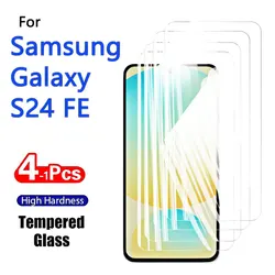 4-1pcs Screen Protector For Galaxy S24 FE Samsung Tempered Glass Crystal 9H High Aluminum Anti Scratch Case Friendly Fingerprint