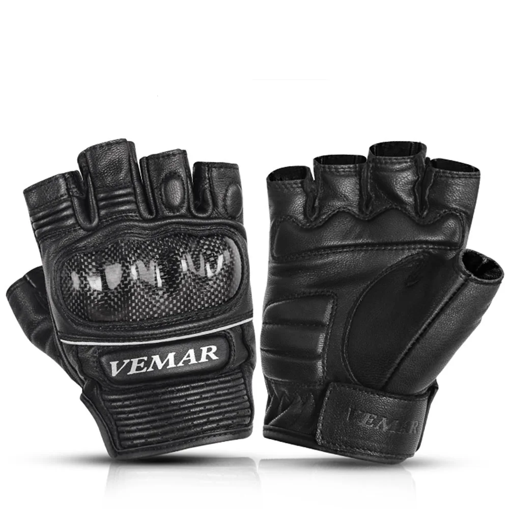 

VEMAR Moto Motocycle Gloves Leather Summer Mitten Cycling Women Men Gloves Carbon Fiber Half Finger Hand Gear Riding Gloves