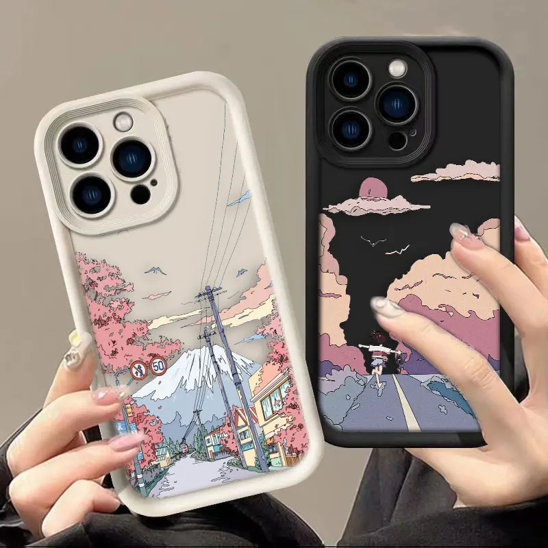 

Sunset Scenery Phone Case For iphone Apple 17 AIR 16 16E 11 12 13 14 15 XR Plus Pro Max Silicone Case Funda DIY Shell Cover