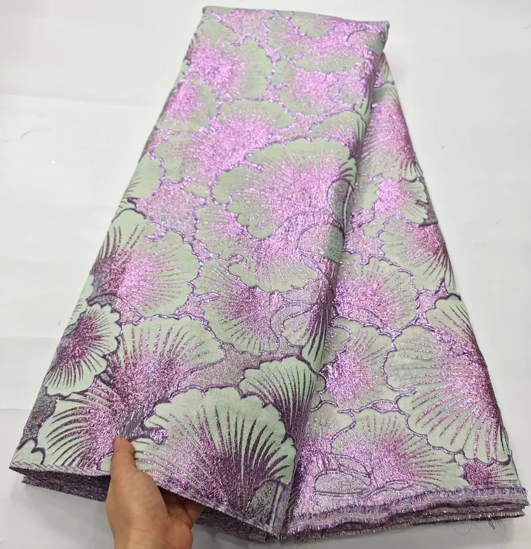 

2024 Latest Jacquard Net French Fabric Nigeria Brocade Lace African Tulle Organza Lace for Women Wedding Dress Party 5Yard H6058