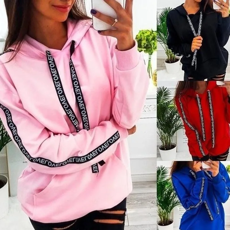 Suéter con capucha de letras para mujer, sudadera suelta informal, Sudadera con capucha con estampado personalizado, nueva moda