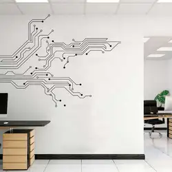 Technology Circuit Board Wall Vinyl Stickers Gamer Room Computer IT Software Science Wall Decals Room Decoration Art Mural A712