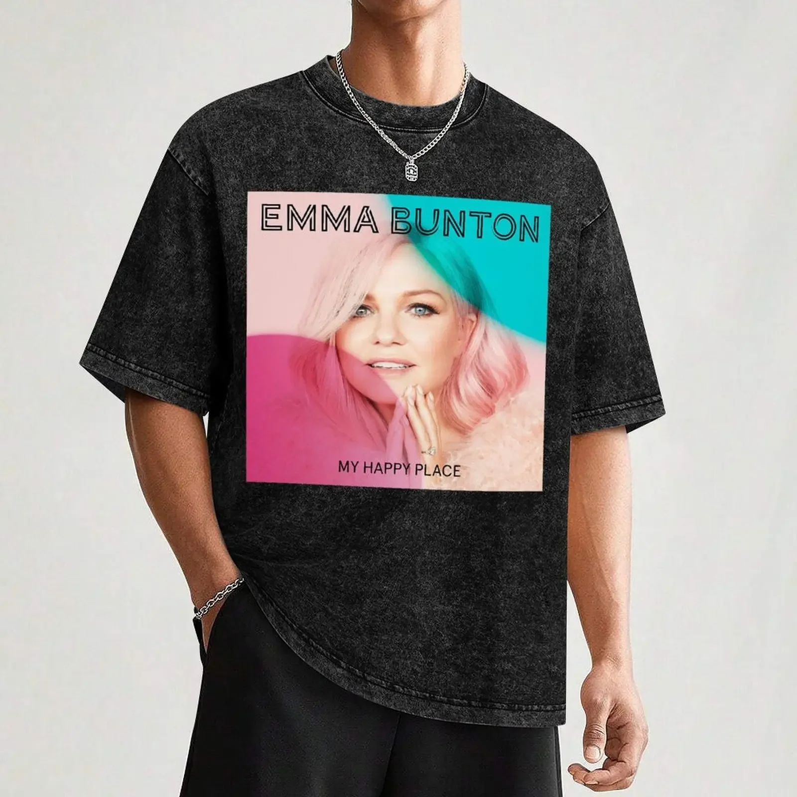 تي شيرت إيما بونتون ماي هابي بليس تي شيرت قطني تي شيرت رجالي تي شيرت كاجوال للرجال