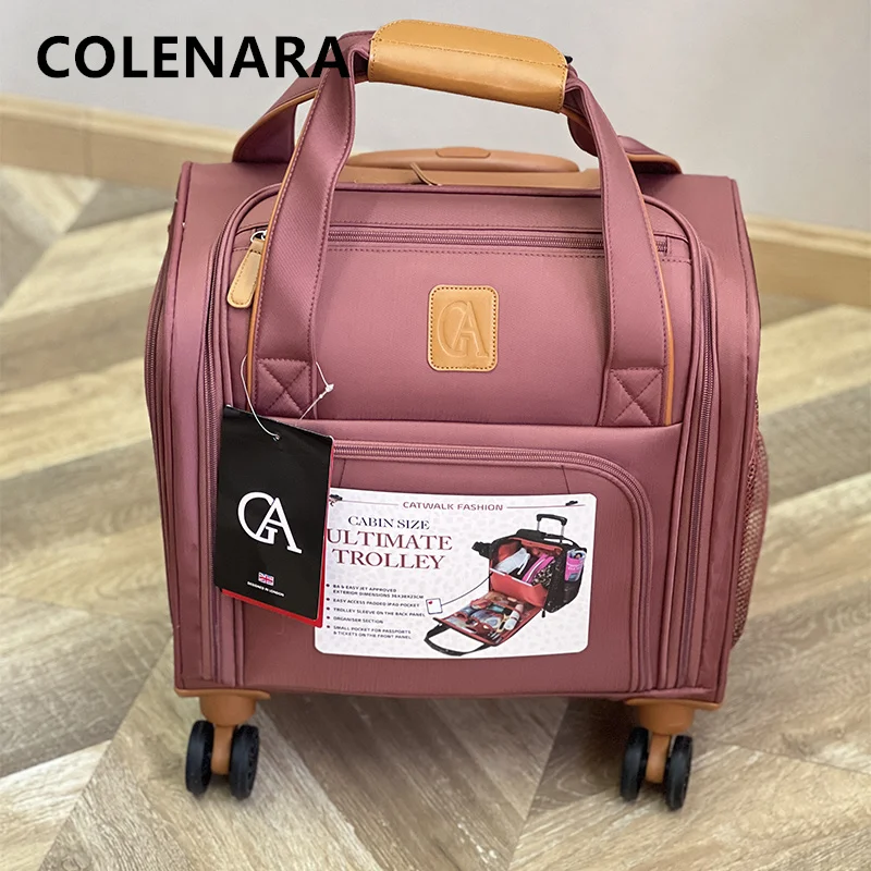 COLENARA Women's Suitcase 16 Inches Oxford Cloth Boarding Box Student Trolley Case Wheeled Travel Bag Men's Rolling Luggage