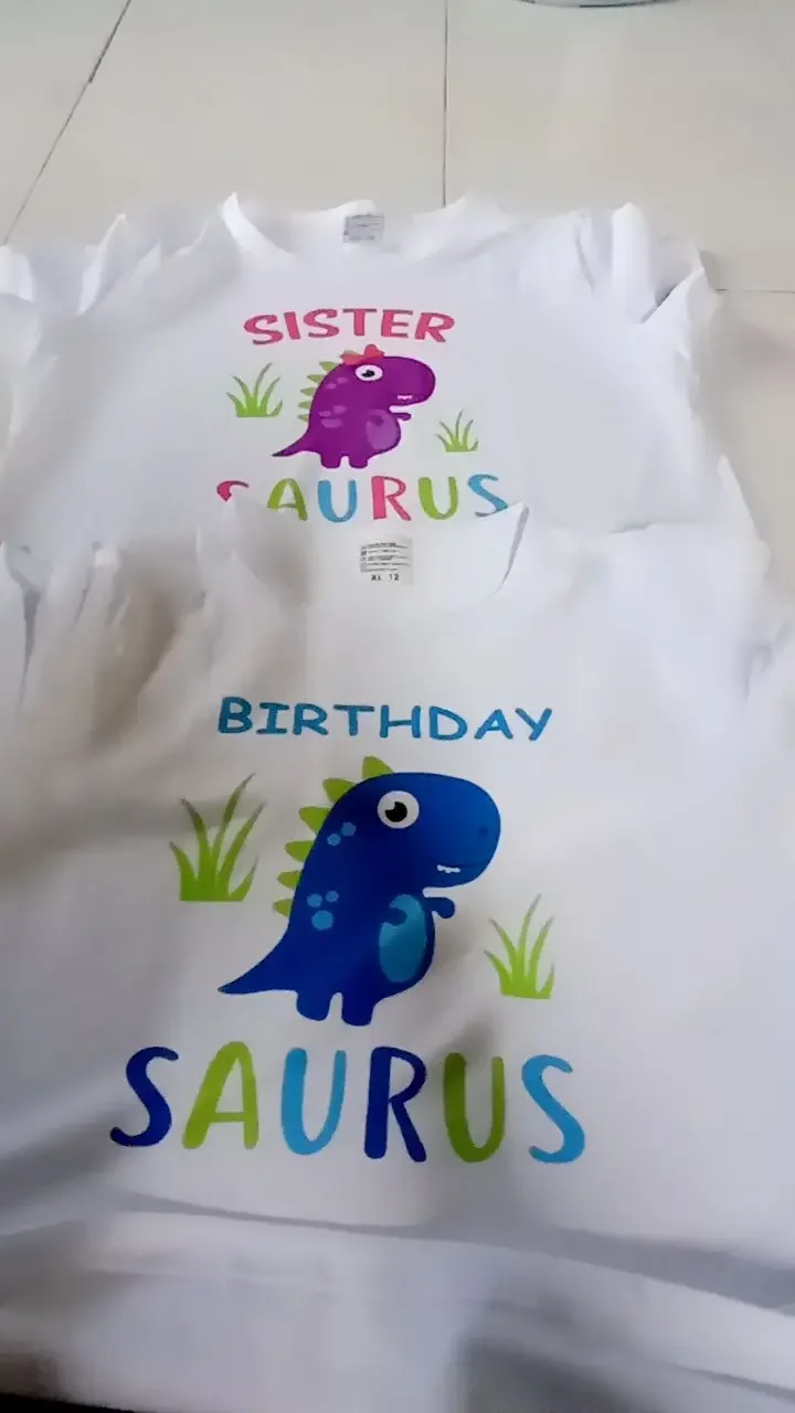 Family Matching Shirt Cute Dinosaur Tshirt Birthday Party Clothes Daddy Mommy Brother Sister Birthday Boy T-shirts Birthday Gift