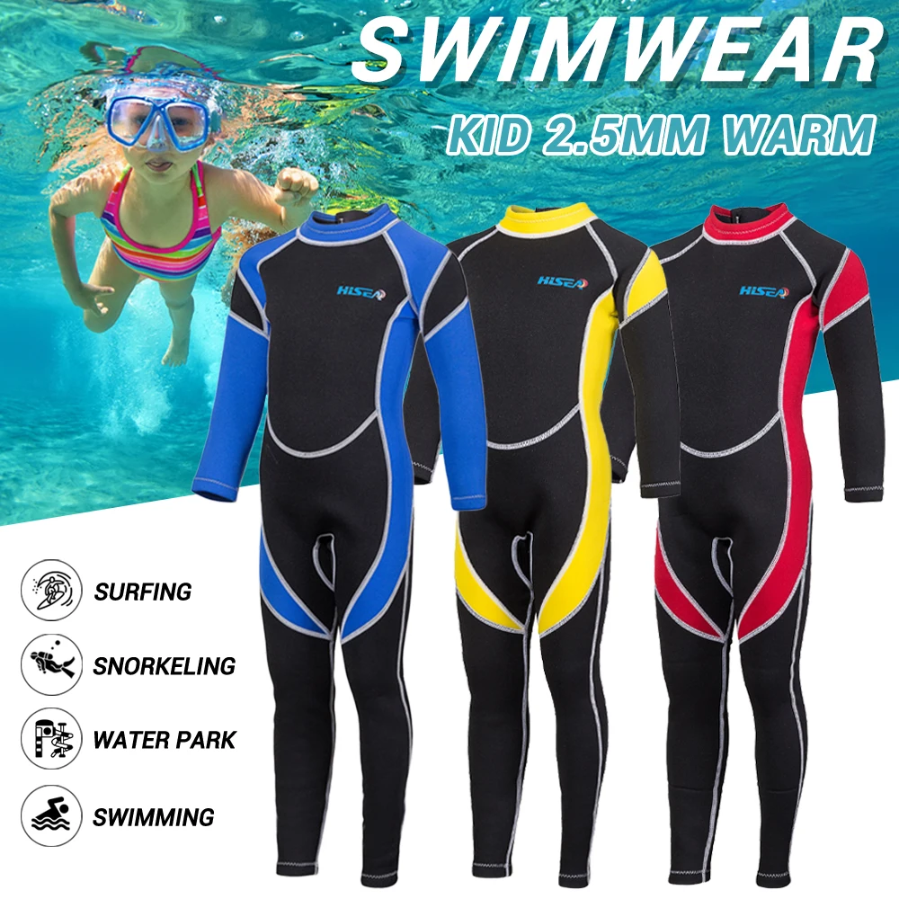 2.5MM Neoprene Surf Girls Boys Wetsuit Rash Guard Diving Suits Long Sleeves Children Snorkel One Pieces Surfing Swimwear