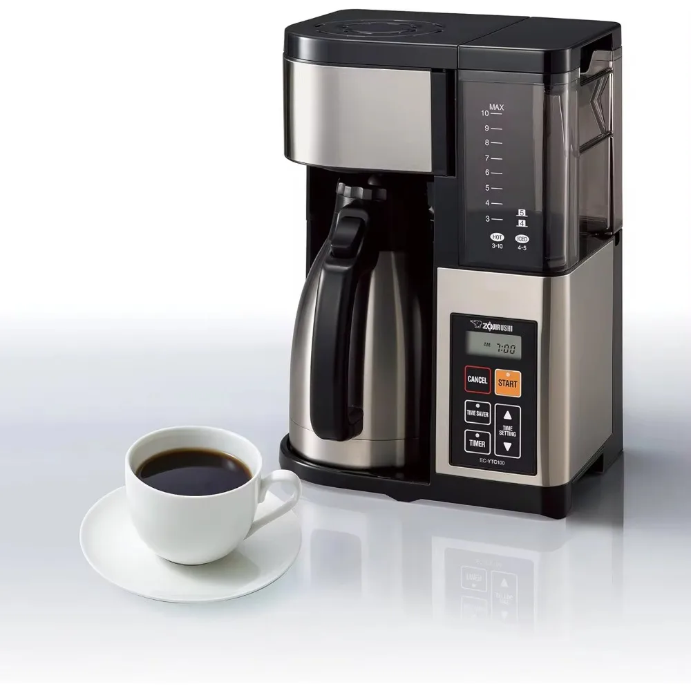 Cafetera de 10 tazas de acero inoxidable, 8 "D x 10,63" W x 15,88 "H, máquina de café por goteo