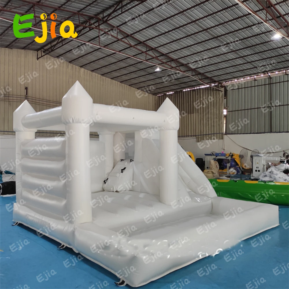 Uso comercial Casa de salto inflável branca, 3 em 1 Combo Jump 'n Slide, castelo insuflável para adultos e crianças, diversão ao ar livre, 15 pés