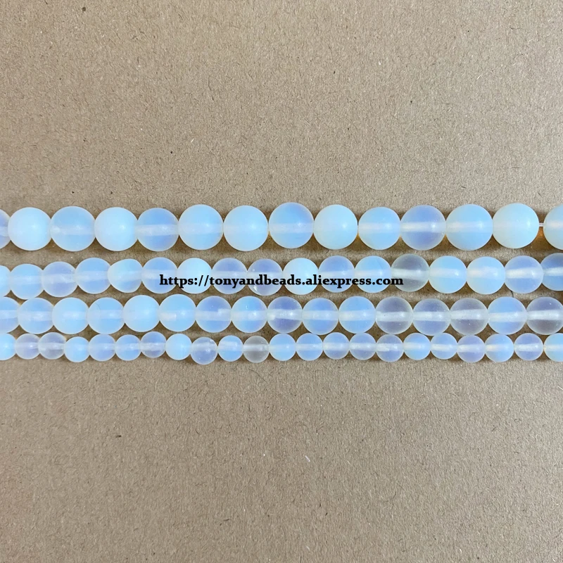 Natural Stone Matte White Opalite Quartz Round Loose Beads 15\