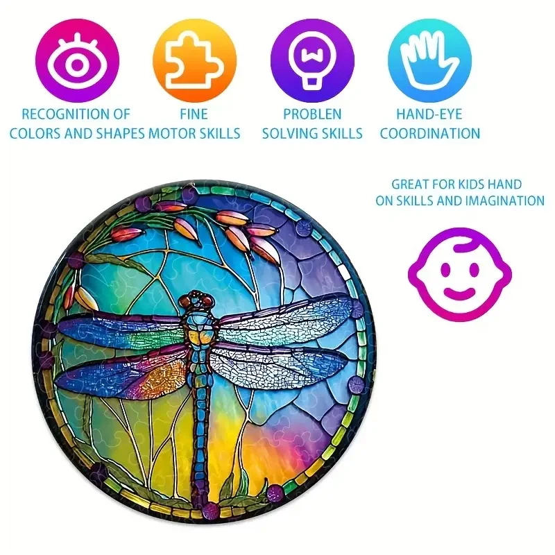 Window-like Dragonfly Wooden Jigsaw Puzzle Creative Landscaping Gift Perfect Work Bar Decor Style