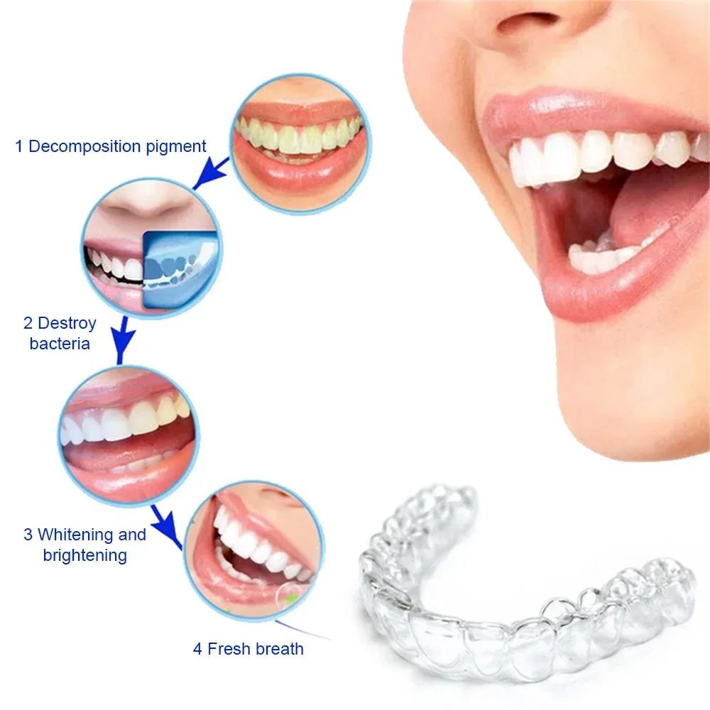 Ortodontia Silicone Cintas, Dentes Dentais Clarear, Bleaching Molding Bandejas, Custom, Termoforma, Dentes Corrector, 2Pcs